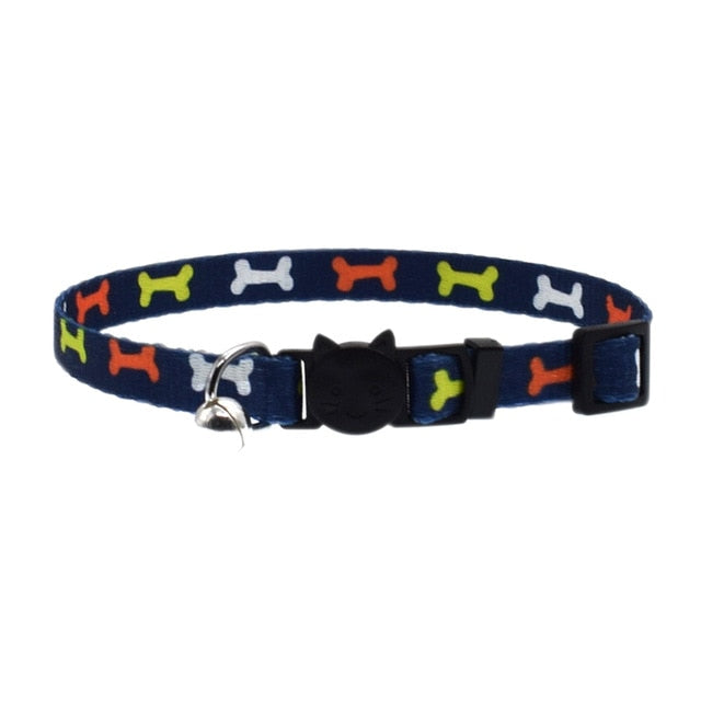 2019 Newly Cat Collar With Bell Safety Buckle Adjustable Kitten Small Dogs Cats Printing Collars Pet Supplies 8 Colors