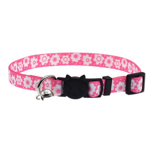 2019 Newly Cat Collar With Bell Safety Buckle Adjustable Kitten Small Dogs Cats Printing Collars Pet Supplies 8 Colors