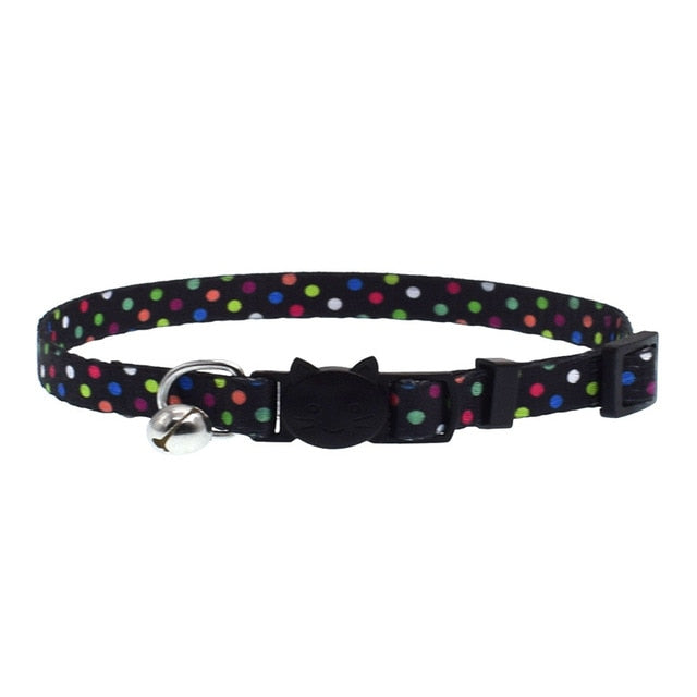 2019 Newly Cat Collar With Bell Safety Buckle Adjustable Kitten Small Dogs Cats Printing Collars Pet Supplies 8 Colors