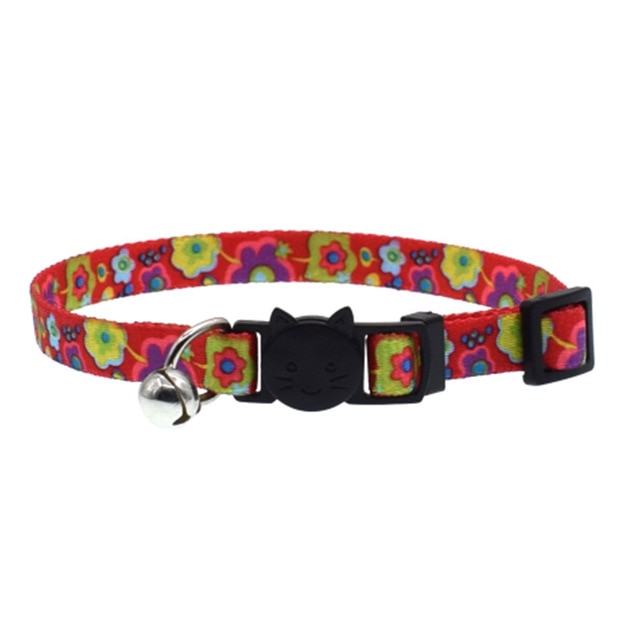 2019 Newly Cat Collar With Bell Safety Buckle Adjustable Kitten Small Dogs Cats Printing Collars Pet Supplies 8 Colors