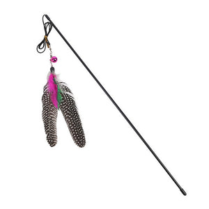 Plastic Bird Feather Newly Design Pet High Quality Cat Catcher Teaser Toy With Bell Funny Long Size Turkey Feather Plush Cat Toy