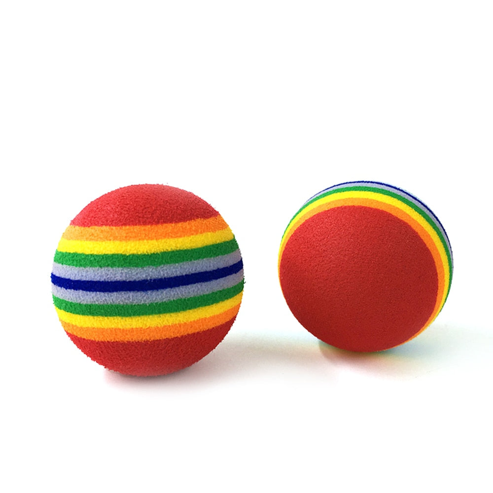 1Pcs Rainbow Toy Ball Interactive 3.5m Cat Toys Play Chew Rattle Scratch EVA Ball Training Pet Supplies 3 Sizes