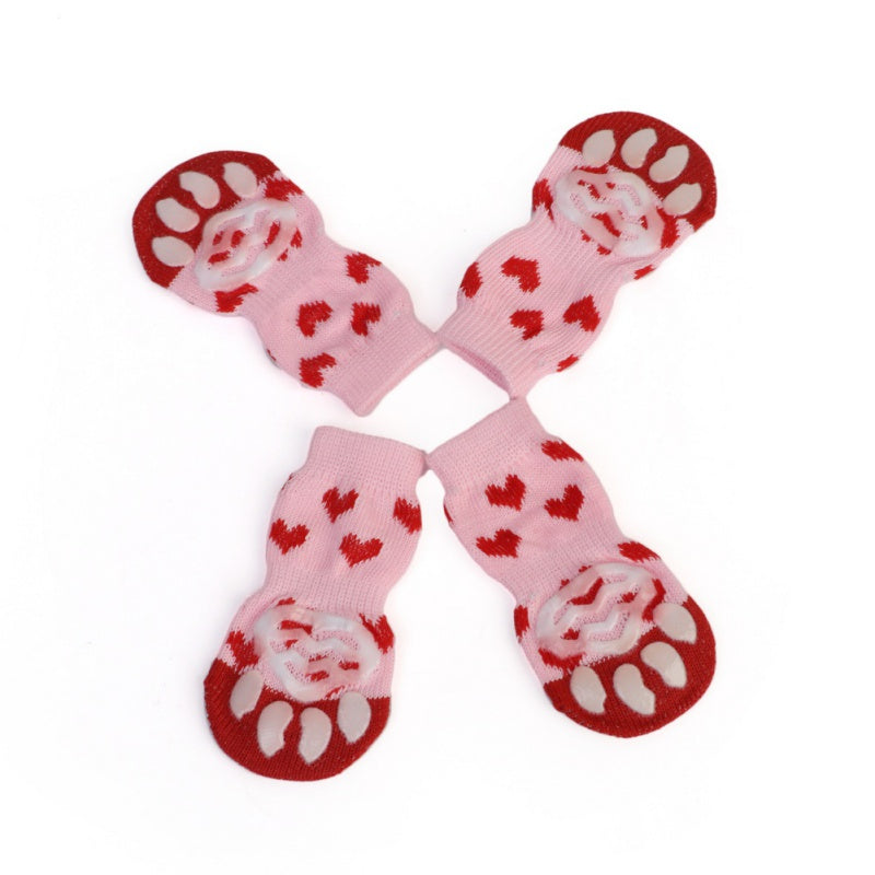 Cute 3 pcs/set Indoor Pet Dog Socks Soft Quality Cotton Warm Antiskid Paws Dirts Away Easy Washing Dog Cat Shoe Socks