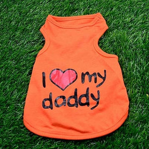 Pet Clothes "I Love Mommy" Printed Dog Cat Clothing Tee Shirts Summer Breathable Cotton T-shirt for Kitten Cats Puppy Small Dogs